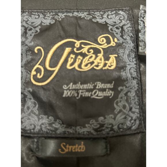 Guess Y2K Black Fitted Crop Blazer w/ Metallic Pinstripe & Corset Seaming Small - Picture 3 of 16